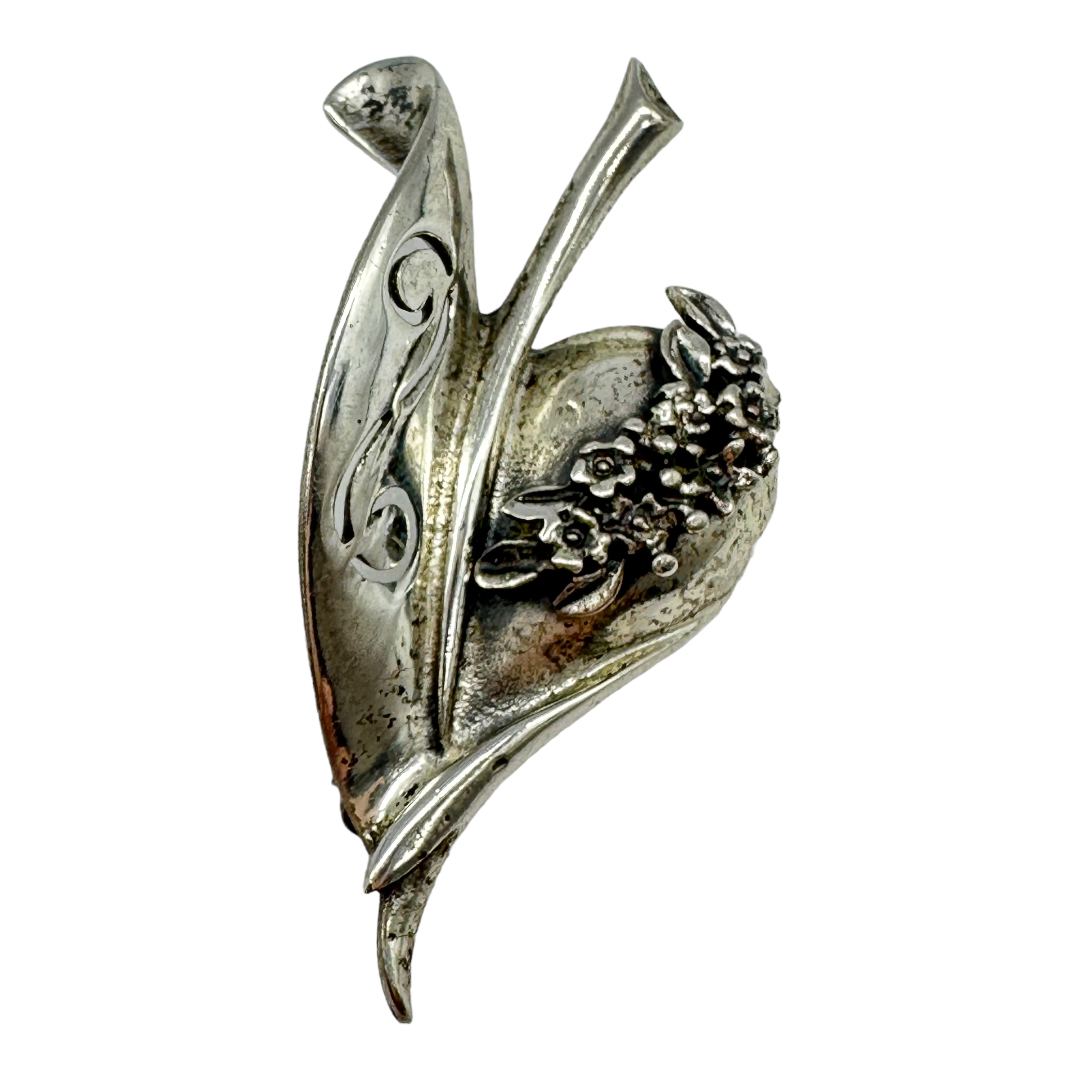 Vintage Walter Lampl Heart-Shaped Sterling Brooch