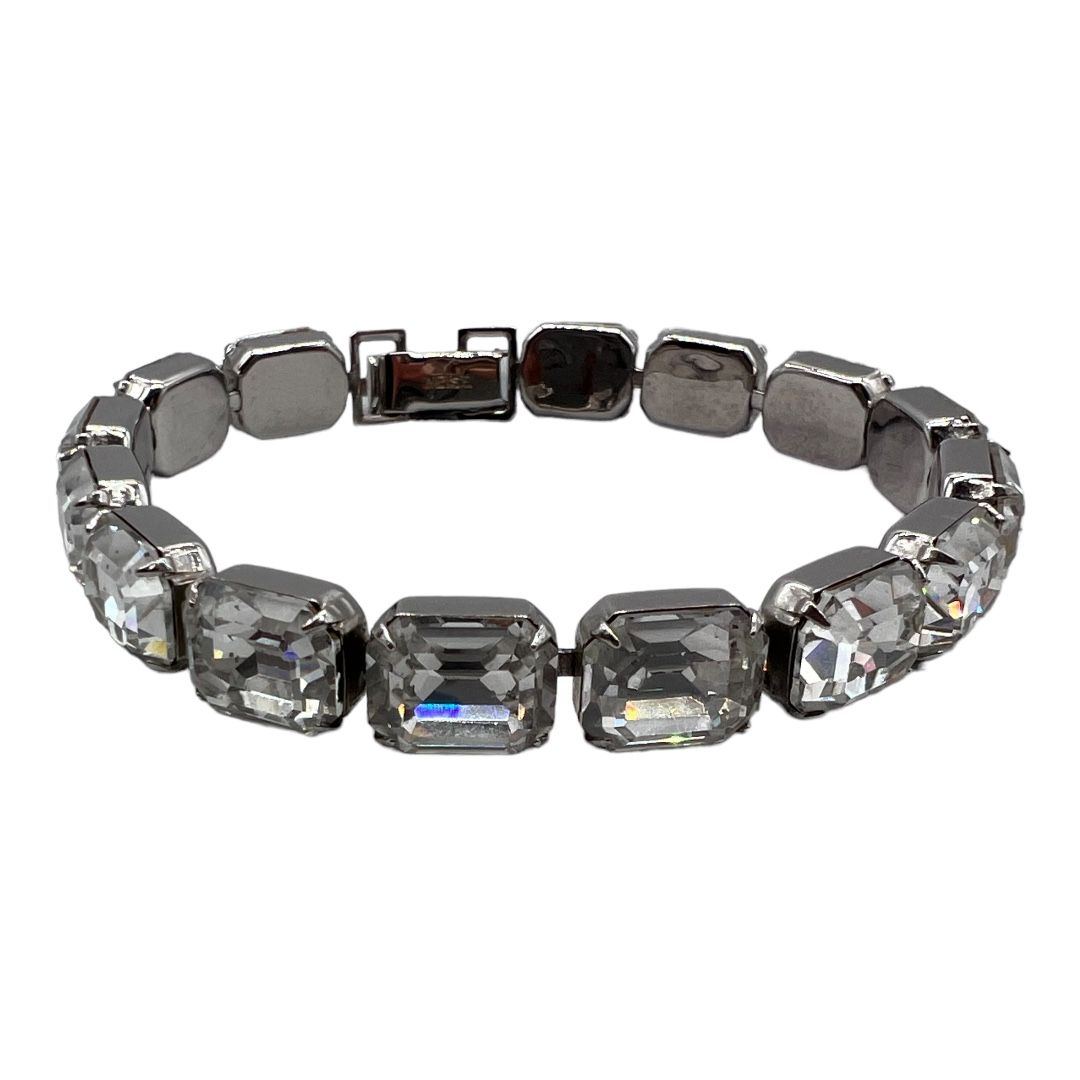 Vintage Weiss Emerald-cut Rhinestone Bracelet