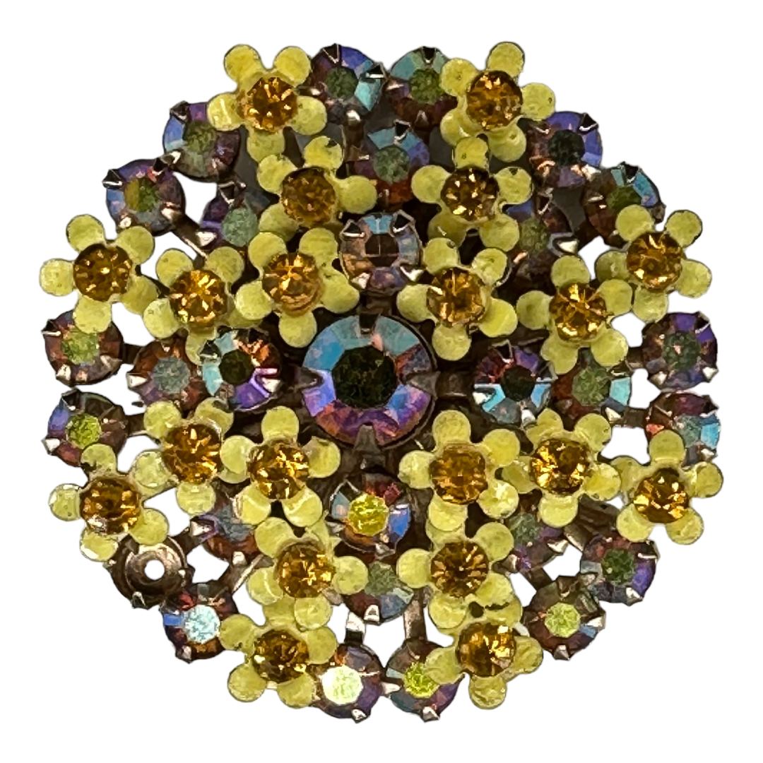 Weiss Cluster Enamel Flower Pin