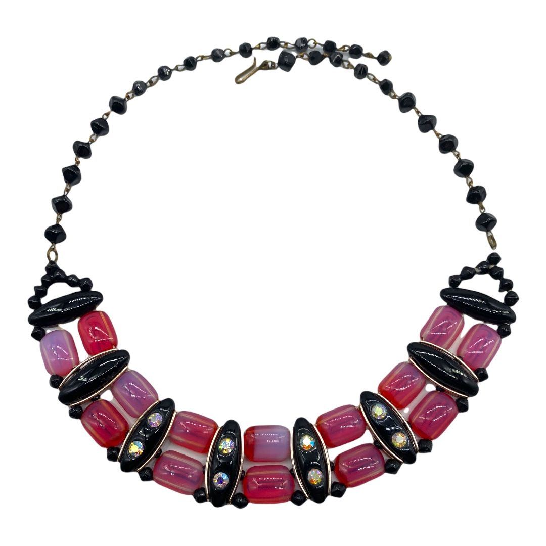 Vintage West German Deco-Inspired Glass Bead Necklace