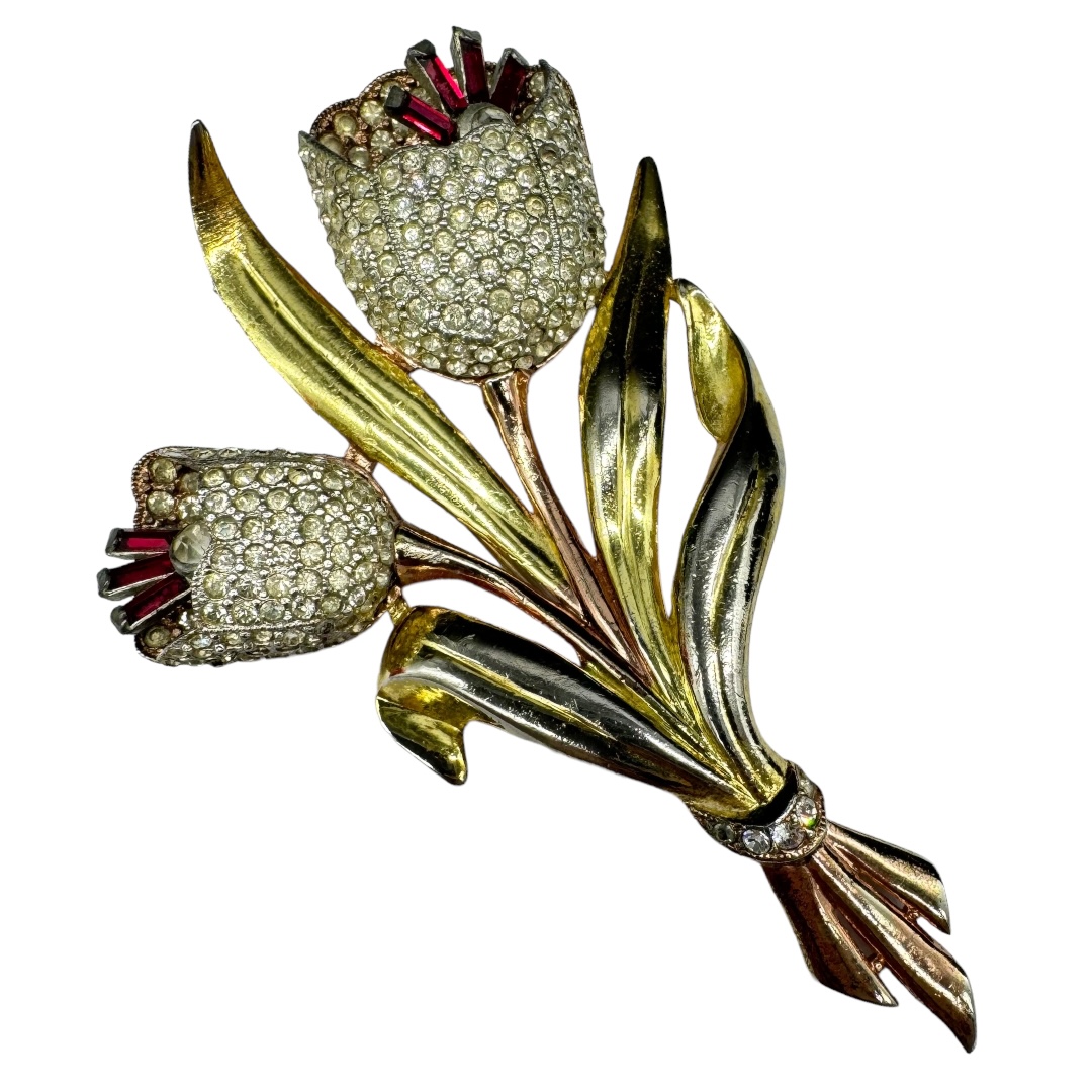 Beautiful Coro Floral Tulip Trembler Brooch