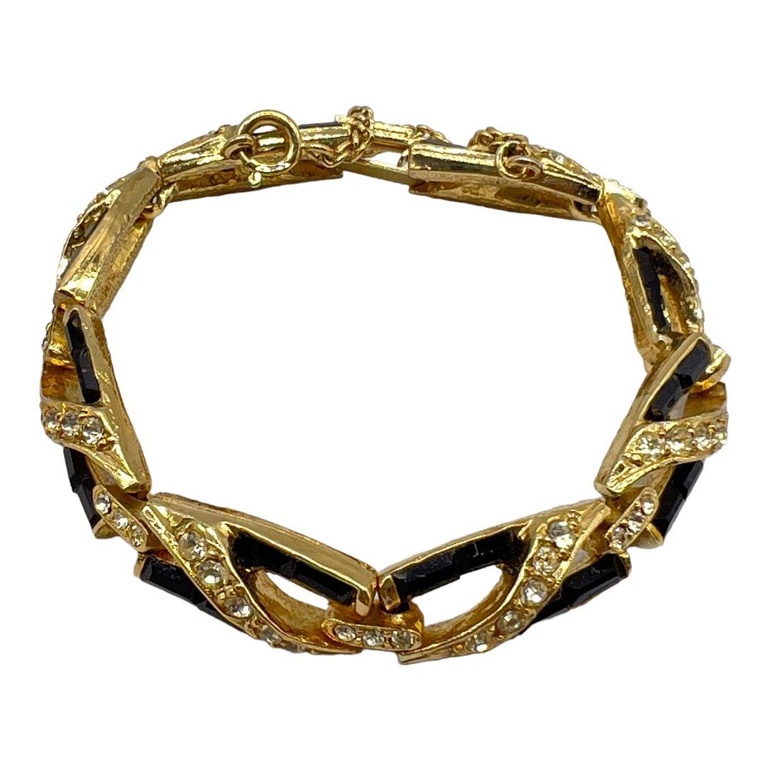 Vintage Black Baguette Rhinestone Bracelet
