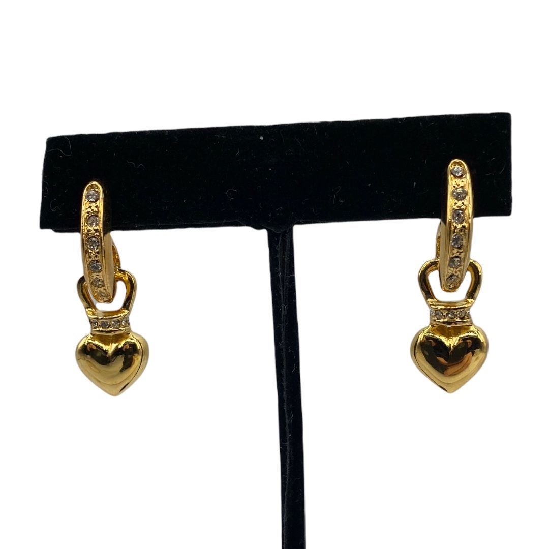 Vintage Coro Claddagh Motif Rhinestone Dangle Earrings