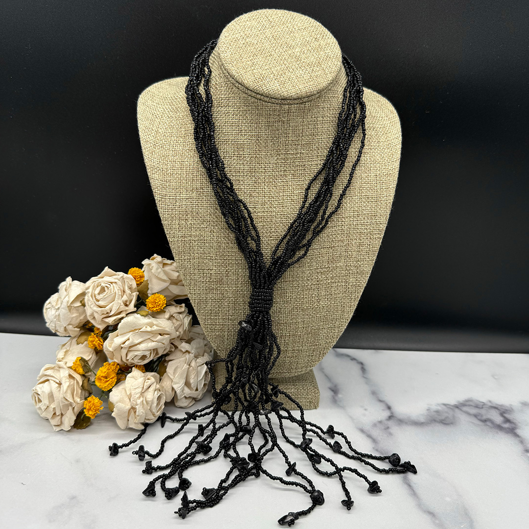 Multi-strand Black Bead Necklace