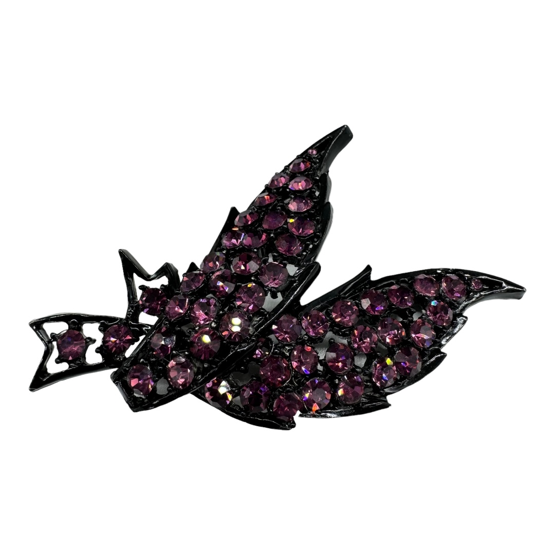 Pell Japanned Purple Rhinestone Brooch