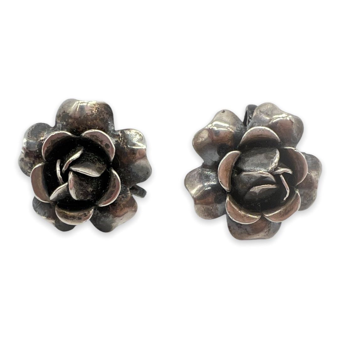 Sterling 1940s Flower Earrings