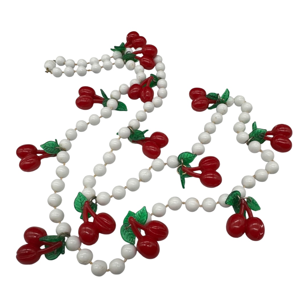 Vintage 1950s Resin Cherry Necklace