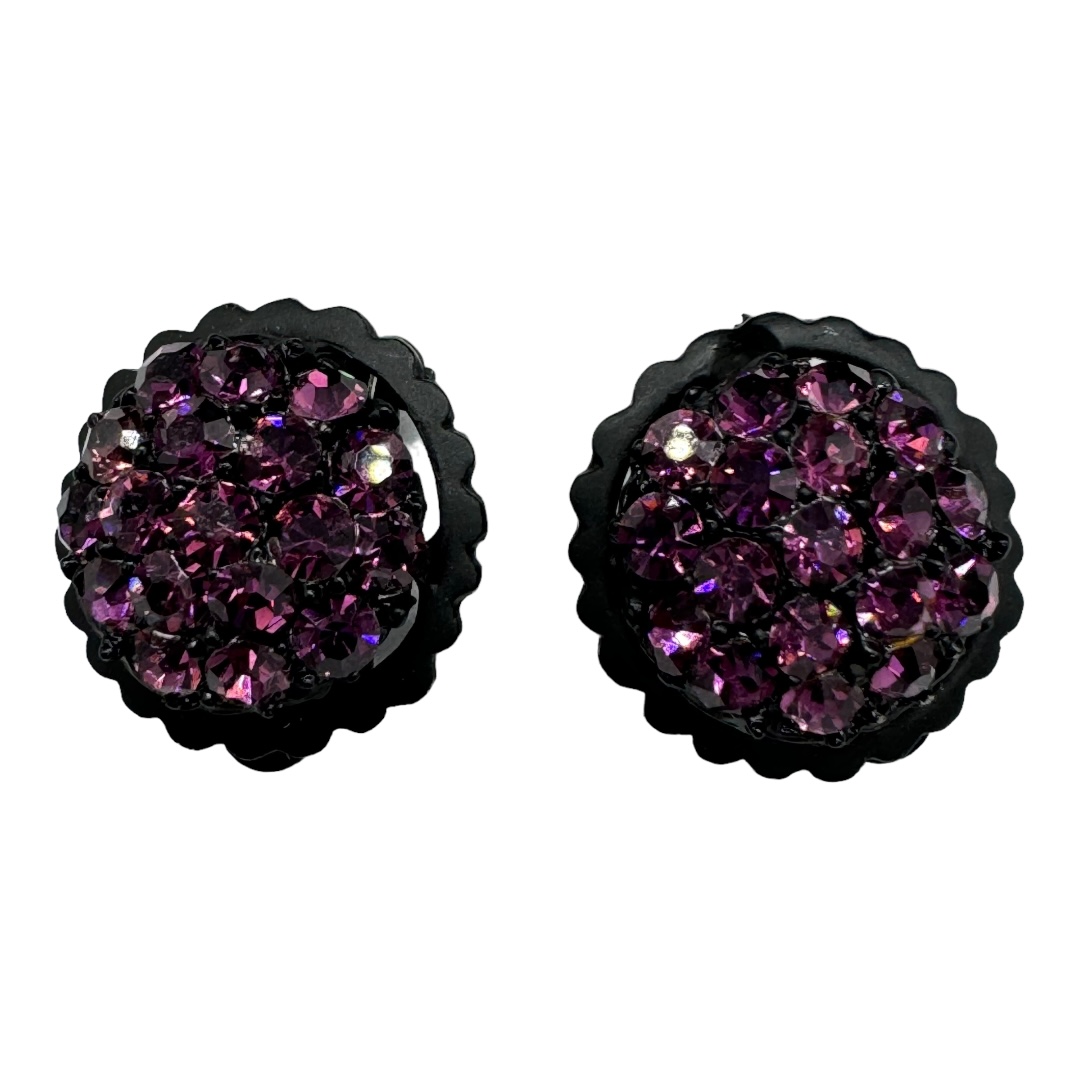 Vintage Purple Japanned Button Earrings